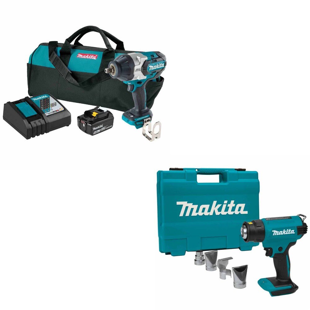 Makita XWT19T 1/2" Impact Wrench Kit W/ FREE XGH01ZK Heat Gun