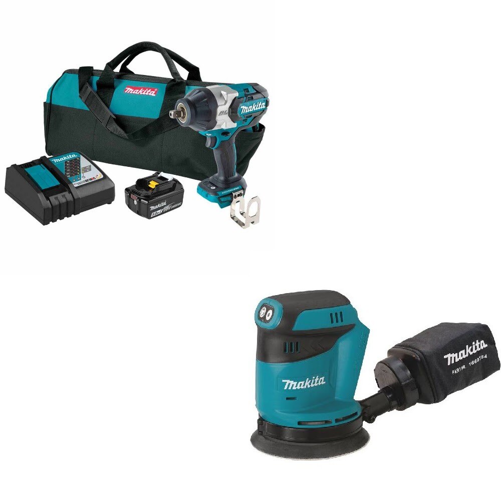 Makita XWT19T Impact Wrench Kit W/ FREE XOB01Z 5" Random Orbit Sander