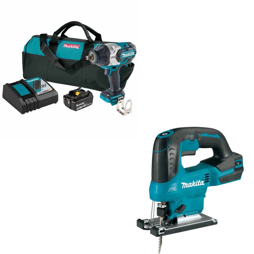 Makita XWT19T 1/2" Impact Wrench Kit W/ FREE XVJ04Z Brushless Jig Saw