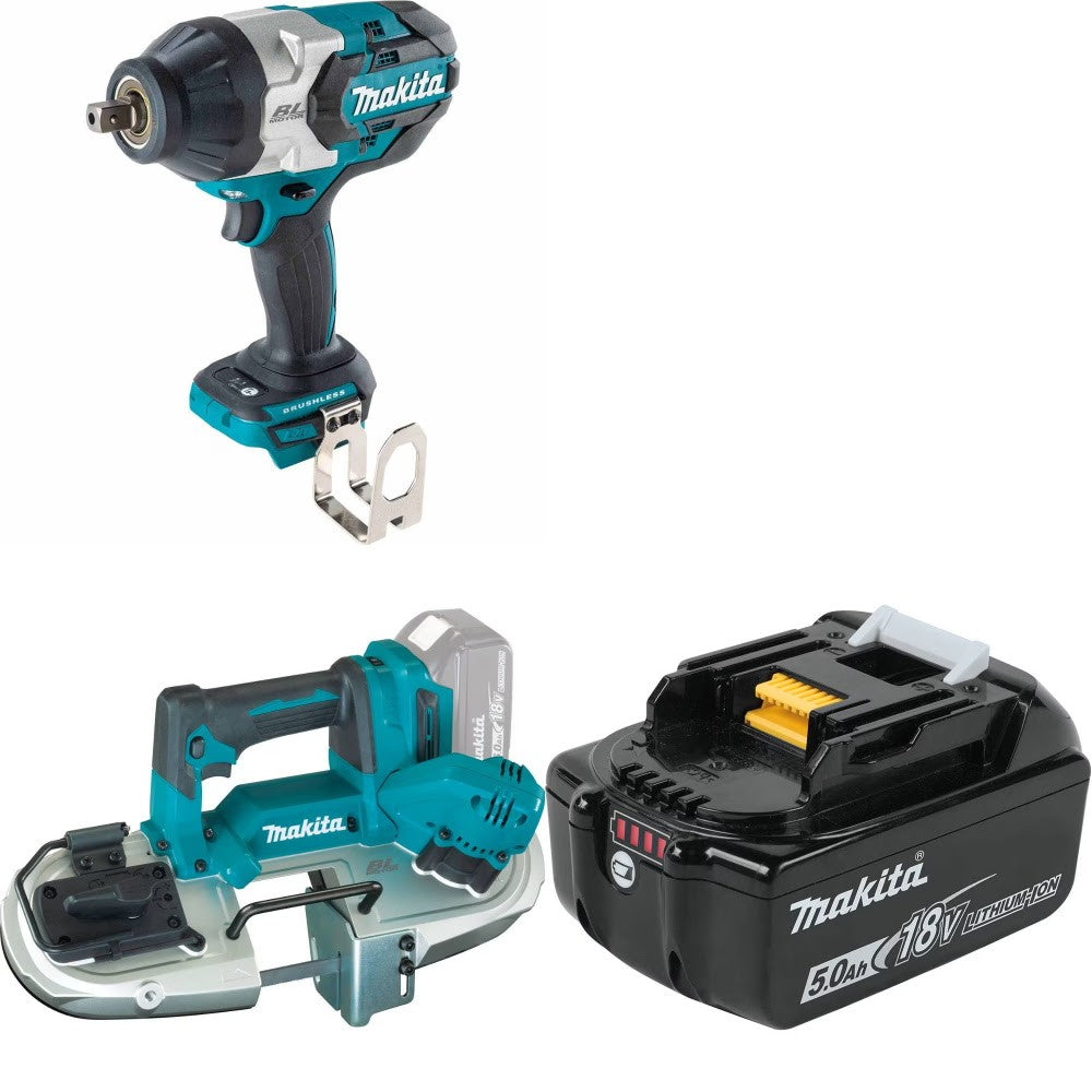 Makita XWT19Z Impact Wrench Kit W/ XBP04Z Band Saw and FREE BL1850B Battery
