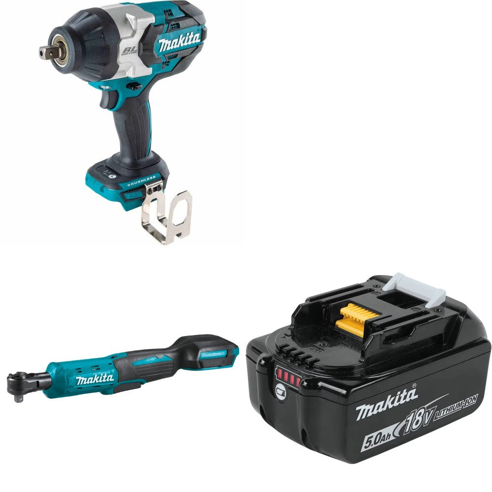 Makita XWT19Z 1/2" Impact Wrench Kit W/ XRW01Z Ratchet and FREE BL1850B Battery
