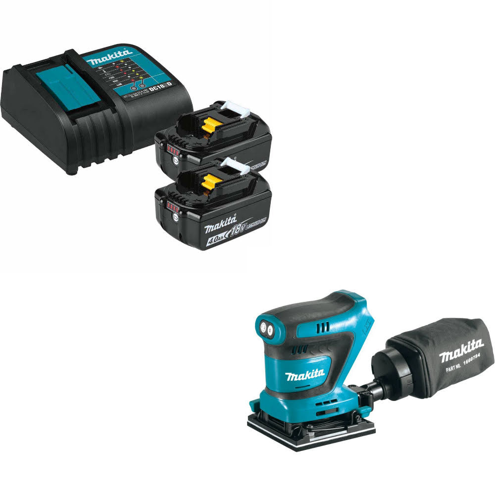 Makita BL1840BSC2 18V LXT Li-Ion Starter Pack W/ FREE XOB02Z 18V LXT Sander