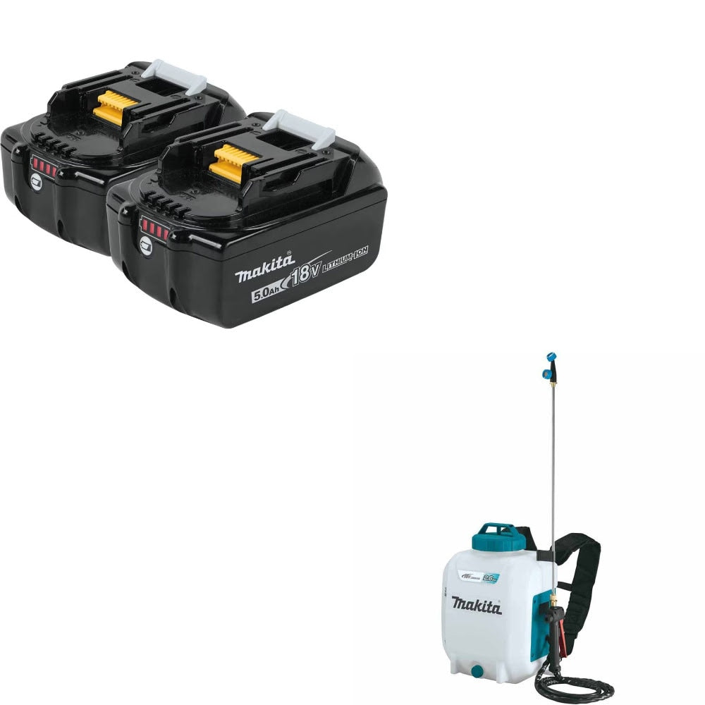 Makita BL1850B-2 18V 5.0Ah Battery, 2 Pack Kit W/ FREE XSU01Z 2.6 Gal Sprayer