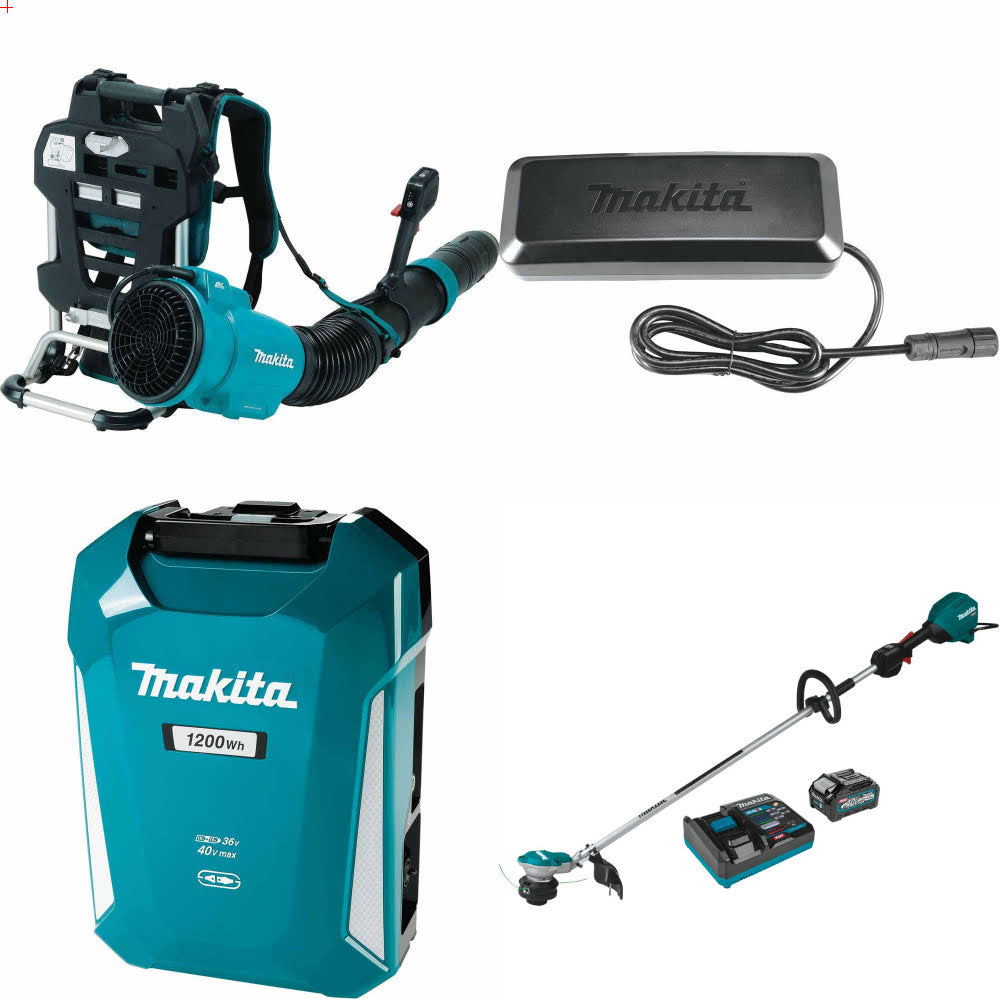 Makita CBU04Z 40V Max Blower W/ Power Supply/Charger, Battery & FREE Trimmer Kit