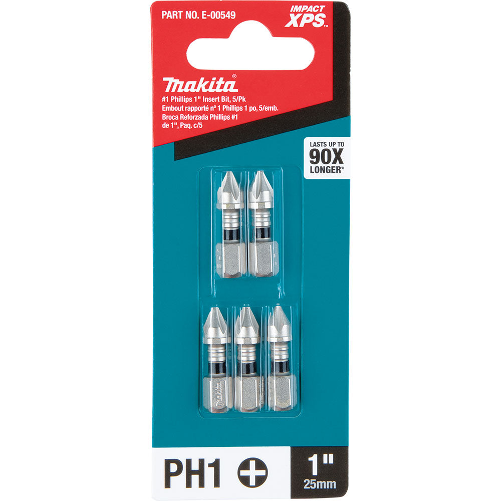 Makita E-00549 Impact XPS #1 Phillips 1" Insert Bit, 5 Pack - 3