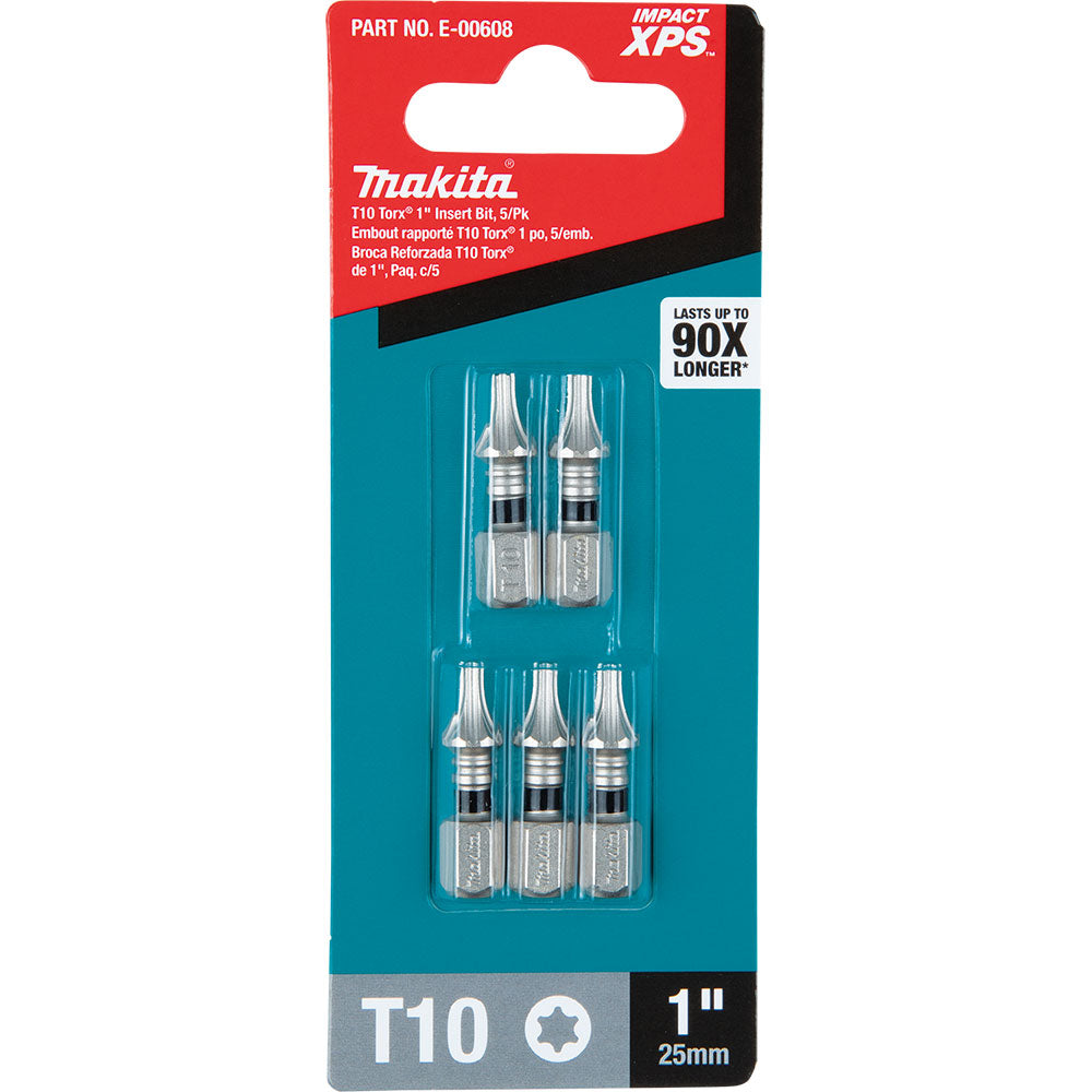 Makita E-00608 Impact XPS T10 Torx 1" Insert Bit, 5 Pack - 3