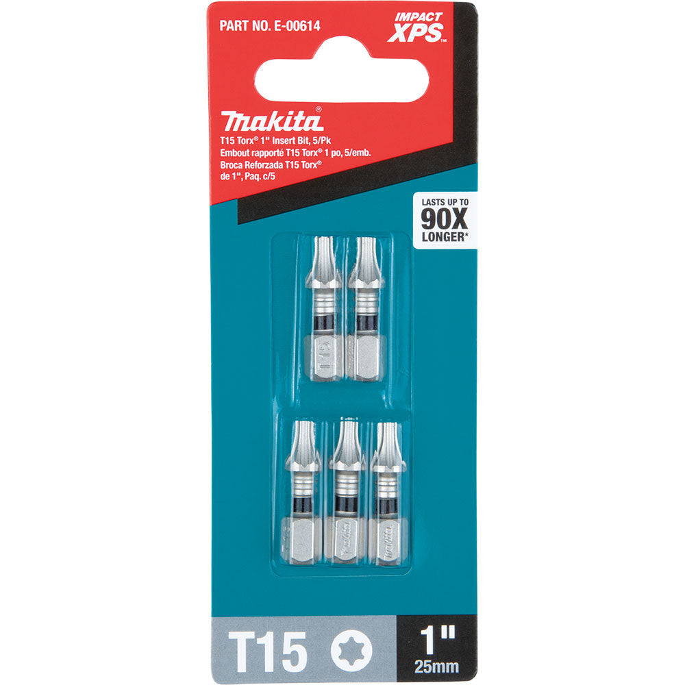 Makita E-00614 Impact XPS T15 Torx 1" Insert Bit, 5 Pack - 3