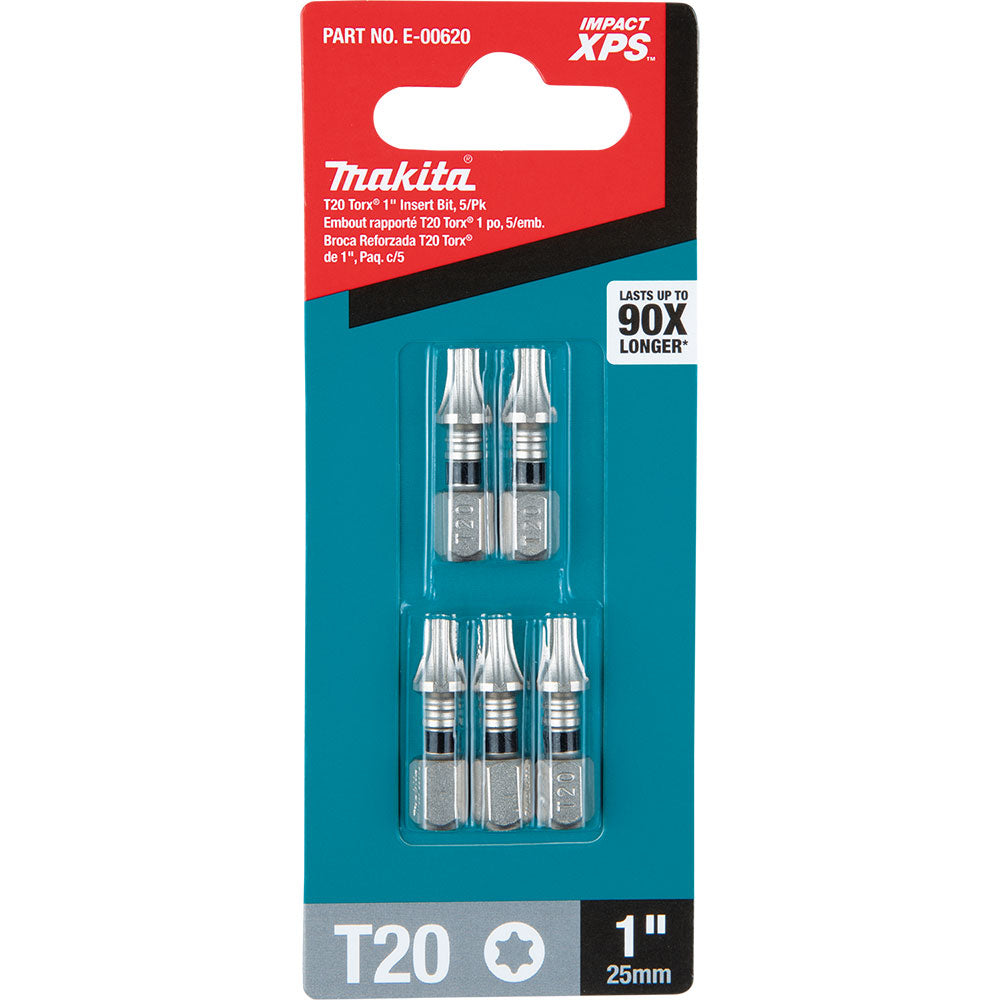 Makita E-00620 Impact XPS T20 Torx 1" Insert Bit, 5 Pack - 3