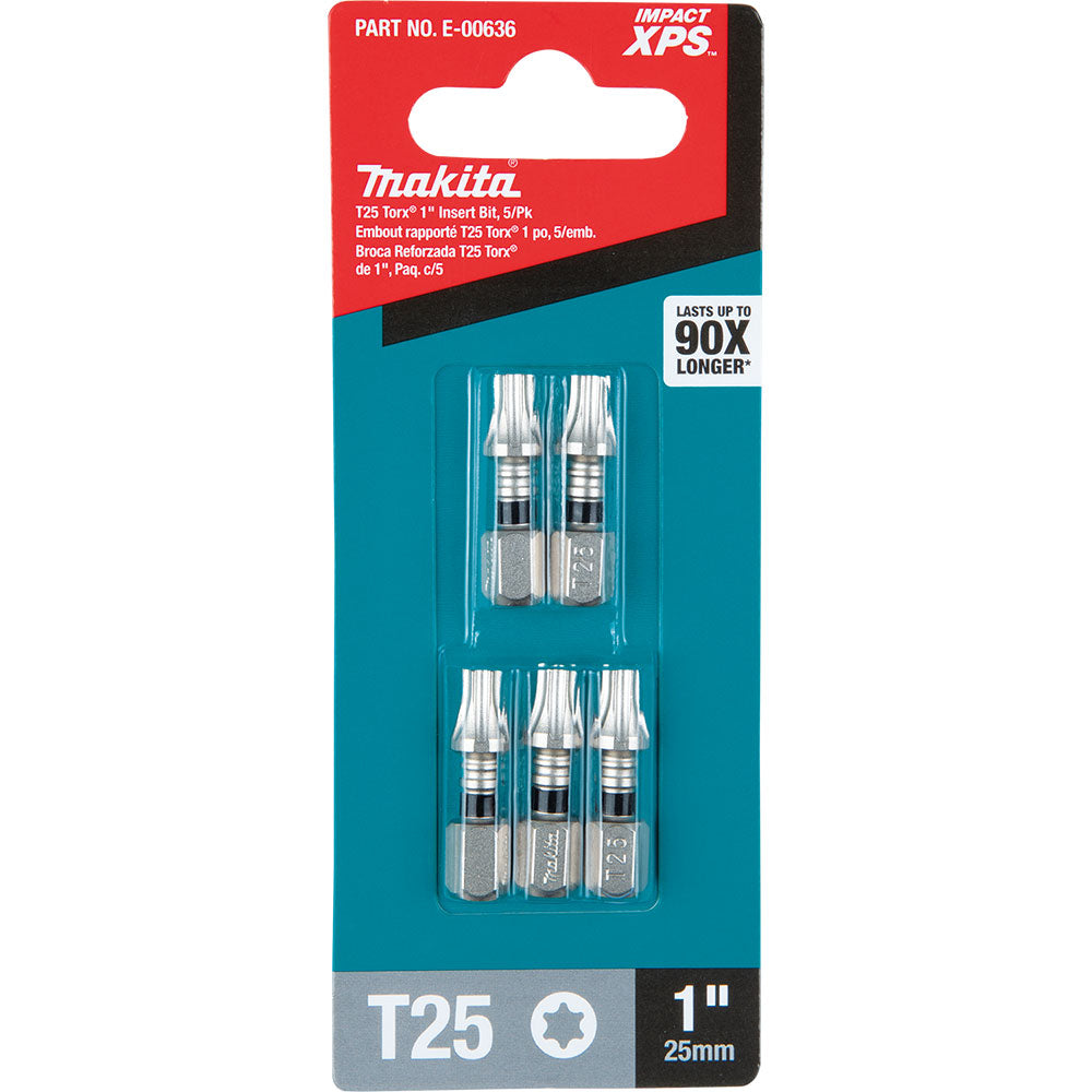 Makita E-00636 Impact XPS T25 Torx 1" Insert Bit, 5 Pack - 3