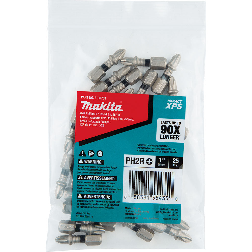 Makita E-00701 Impact XPS #2 Phillips Drywall 1" Insert Bit, 25 Pack, Bulk