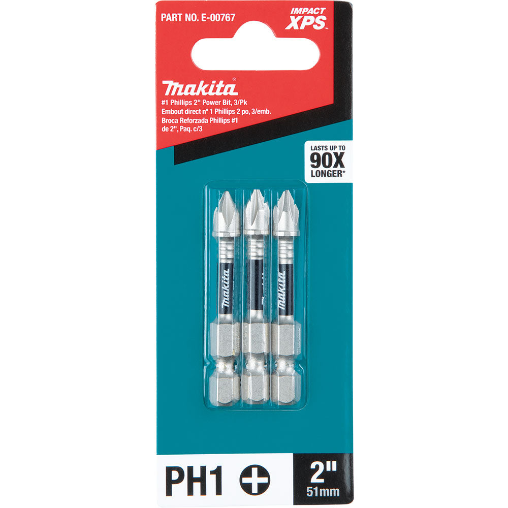 Makita E-00767 Impact XPS #1 Phillips 2" Power Bit, 3 Pack - 3