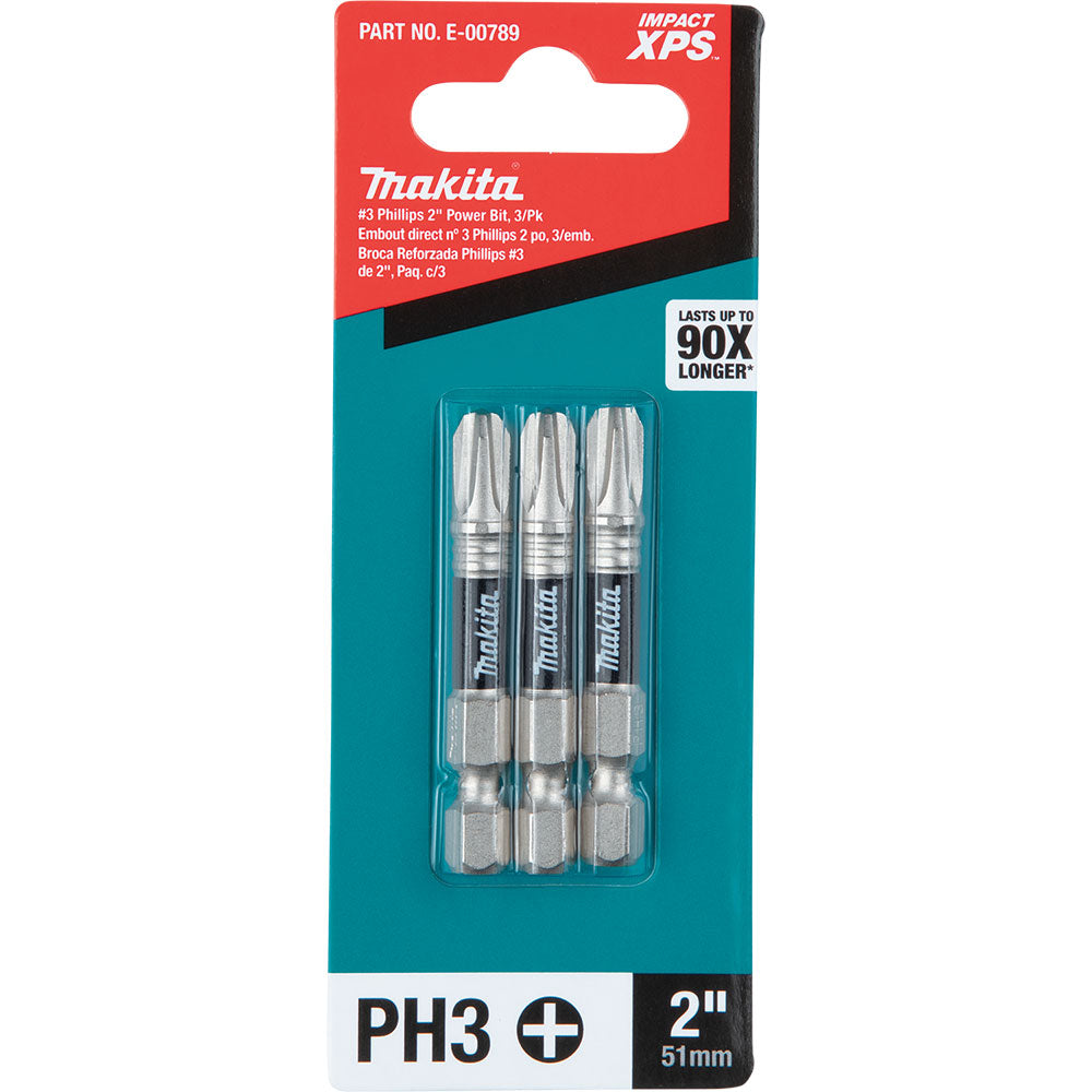 Makita E-00789 Impact XPS #3 Phillips 2" Power Bit, 3 Pack - 3