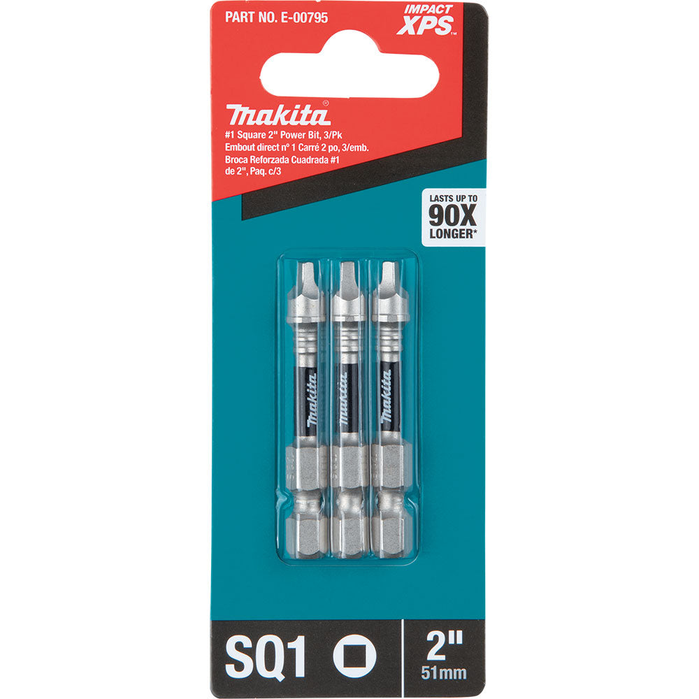 Makita E-00795 Impact XPS #1 Square 2" Power Bit, 3 Pack - 3