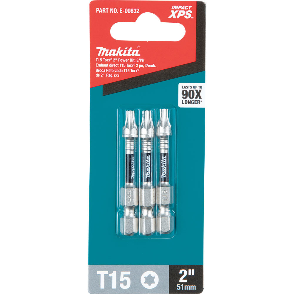 Makita E-00832 Impact XPS T15 Torx 2" Power Bit, 3 Pack - 3