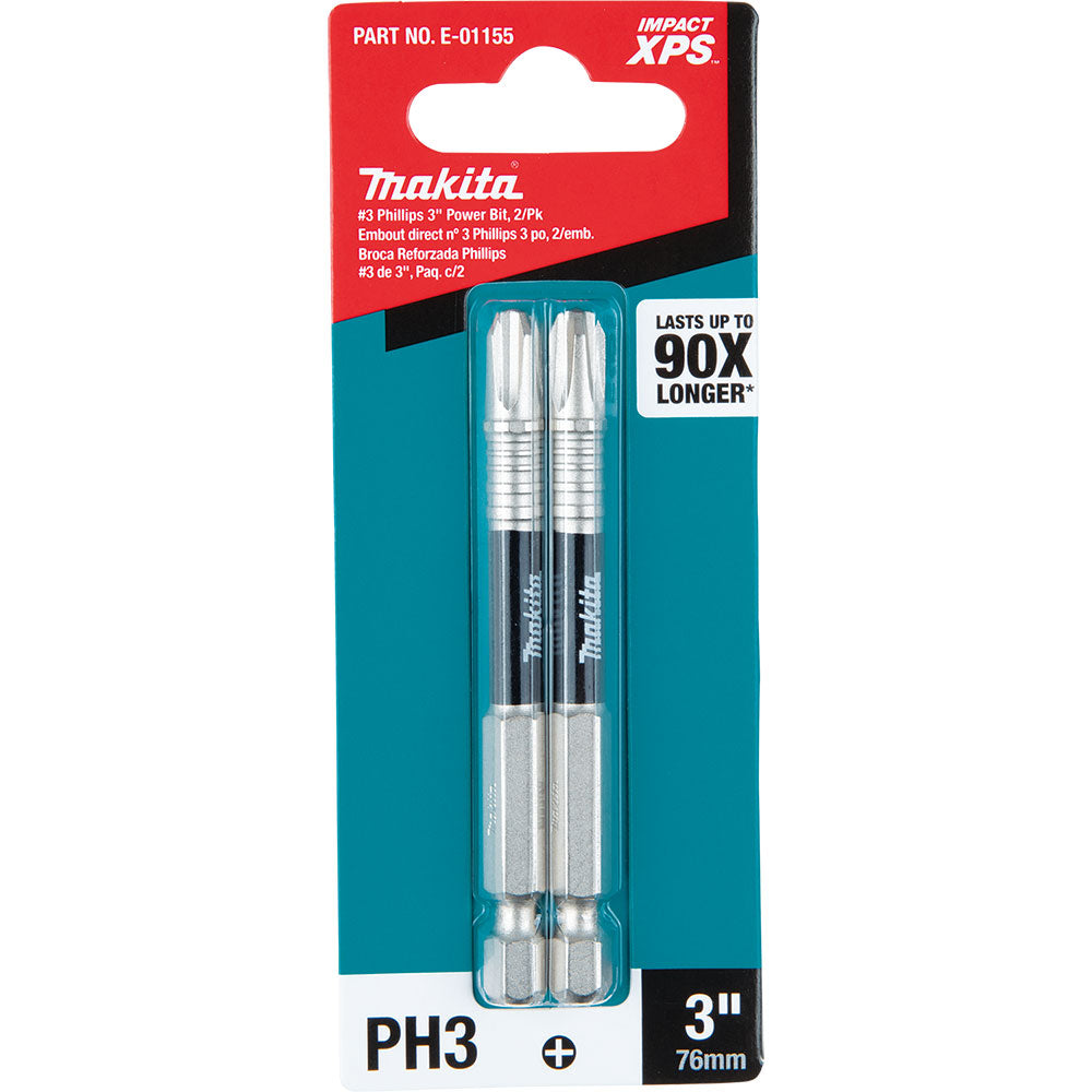 Makita E-01155 Impact XPS #3 Phillips 3" Power Bit, 2 Pack - 3