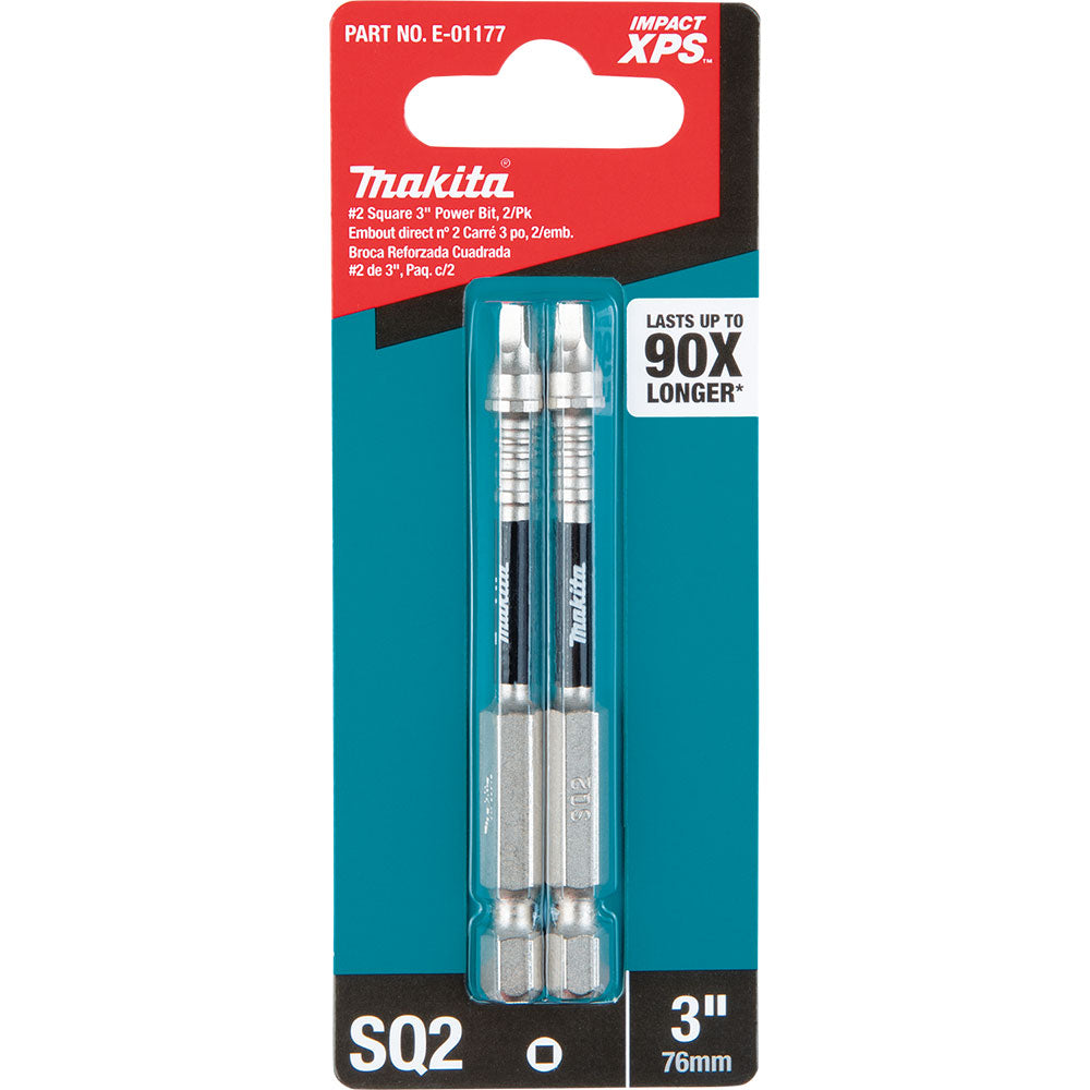 Makita E-01177 Impact XPS #2 Square 3" Power Bit, 2 Pack - 3