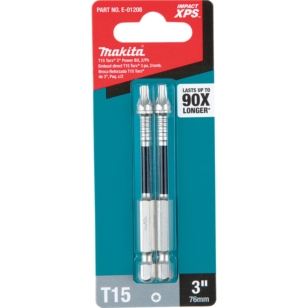 Makita E-01208 Impact XPS T15 Torx 3" Power Bit, 2 Pack - 3