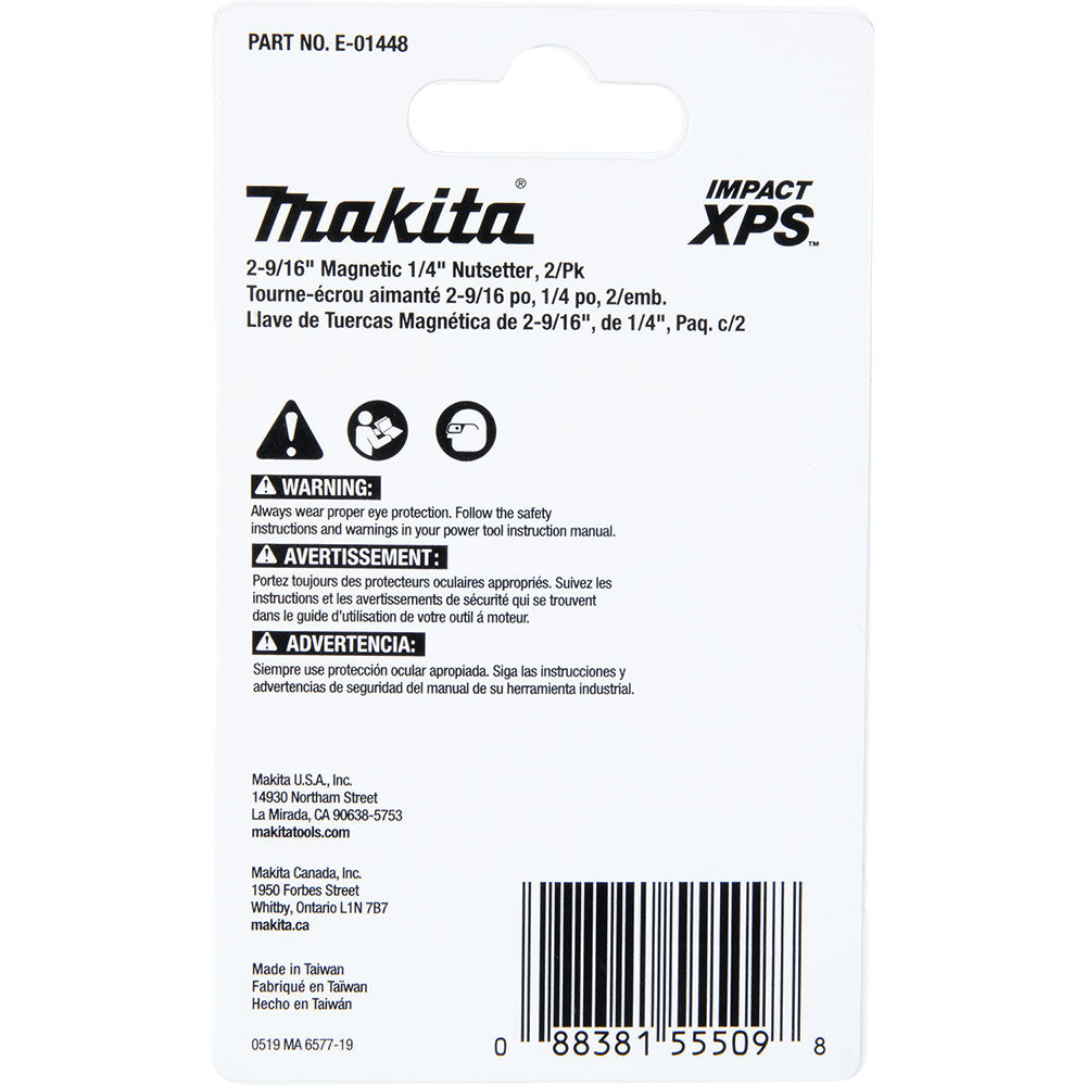 Makita E-01448 Impact XPS 2-9/16" Magnetic 1/4" Nutsetter, 2 Pack - 4