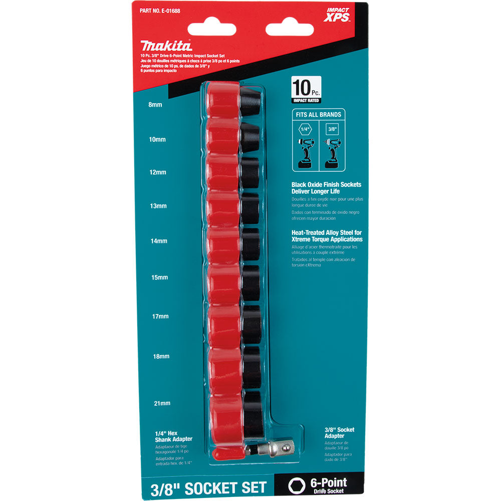 Makita E-01688 Impact XPS 10-Piece 3/8" Drive Metric Impact Socket Set - 2