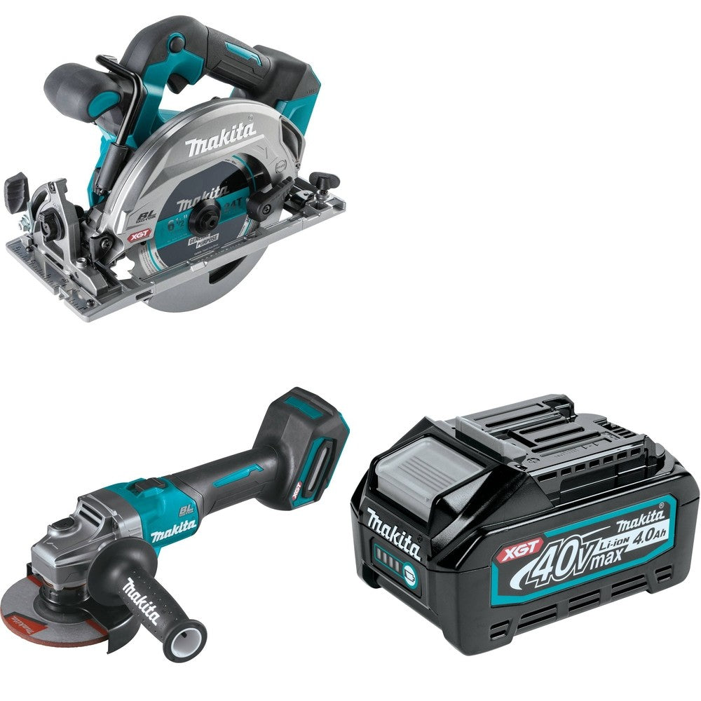 Makita GAG01Z 4-1/2" / 5" Angle Grinder W/ GSH05Z 6-1/2" Circular Saw and BL4040 4.0Ah Battery