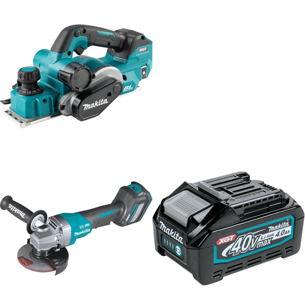Makita GPK01Z Planer Kit W/ GAG06Z Angle Grinder and FREE BL4040 Battery