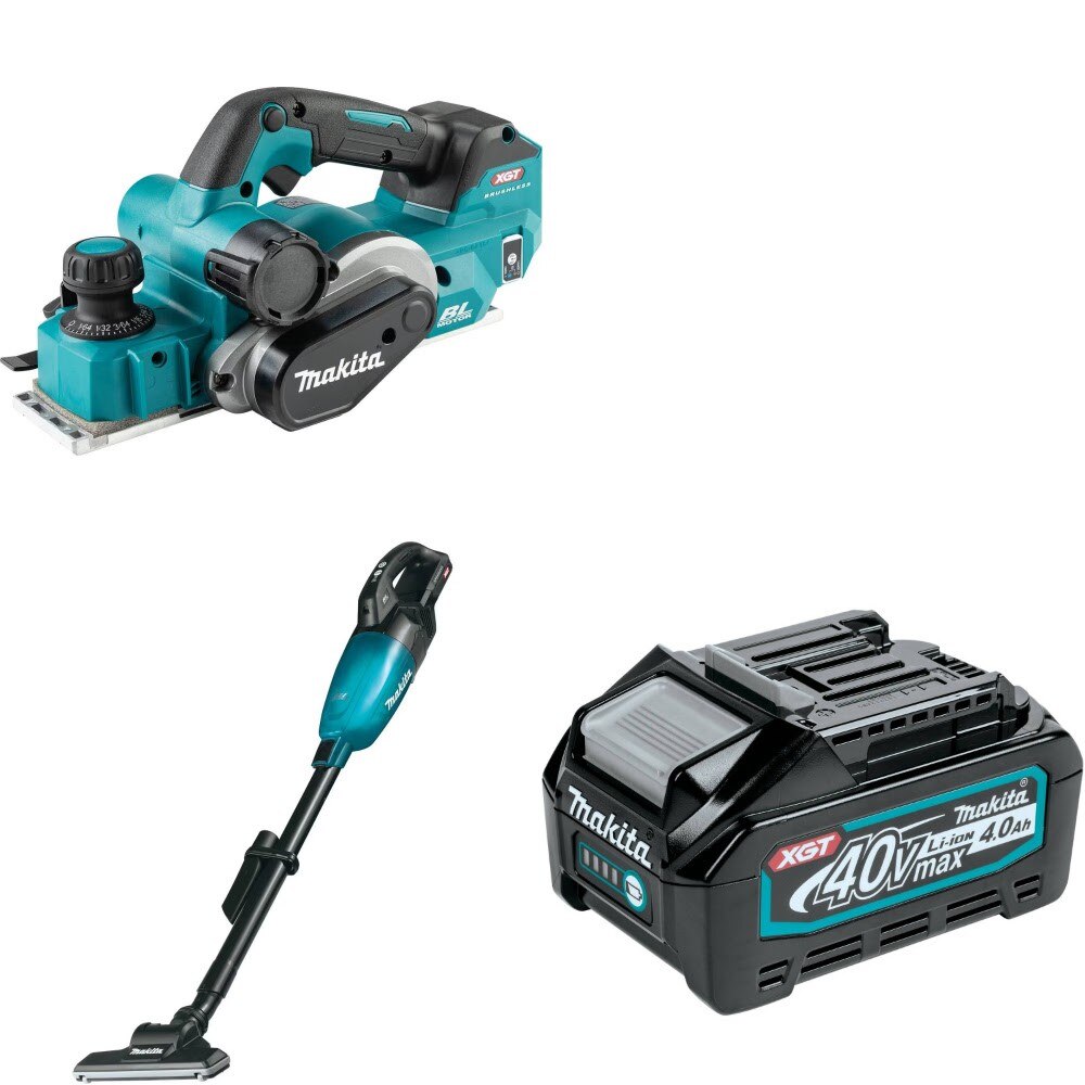 Makita GPK01Z 3-1/4 Planer Kit W/ GLC01Z Vacuum and FREE BL4040 Battery
