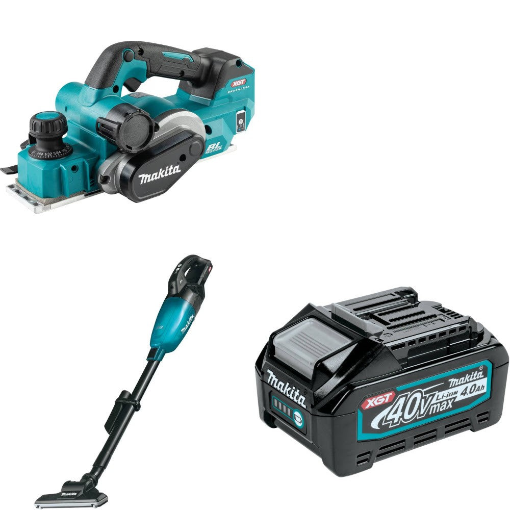 Makita GPK01Z 3-1/4 Planer Kit W/ GLC01Z Vacuum and FREE BL4040 Battery
