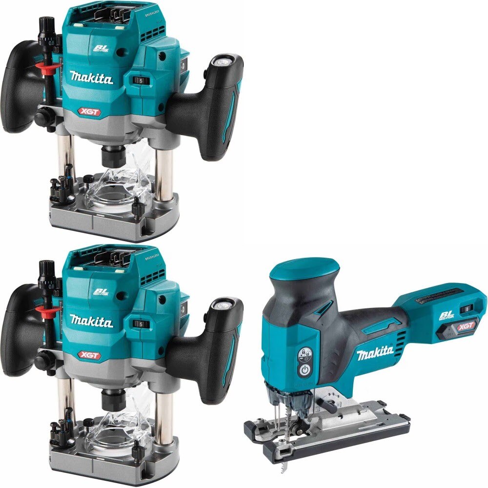 Makita GPR01Z Plunge Router, 2 Pack Kit W/ FREE GTR01Z Compact Router