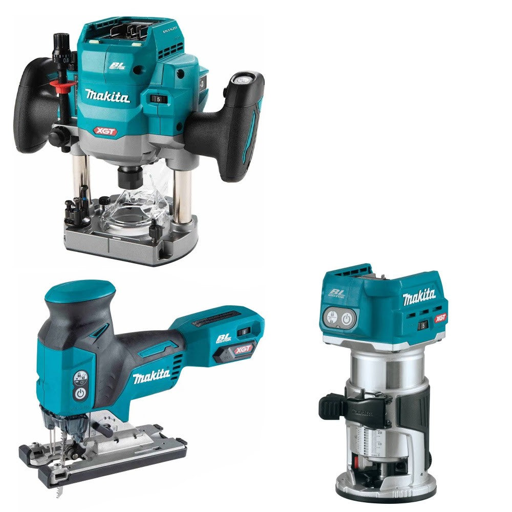 Makita GPR01Z Plunge Router Kit W/ GVJ01Z Barrel Grip Jig Saw and FREE GTR01Z Compact Router