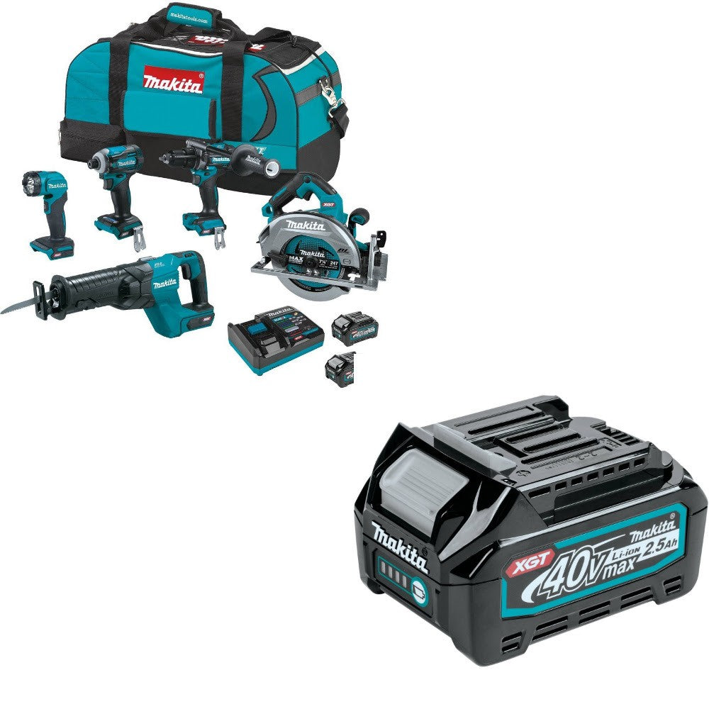 Makita GT501M 5-Pc Combo Kit W/ FREE BL4025 2.5Ah Battery