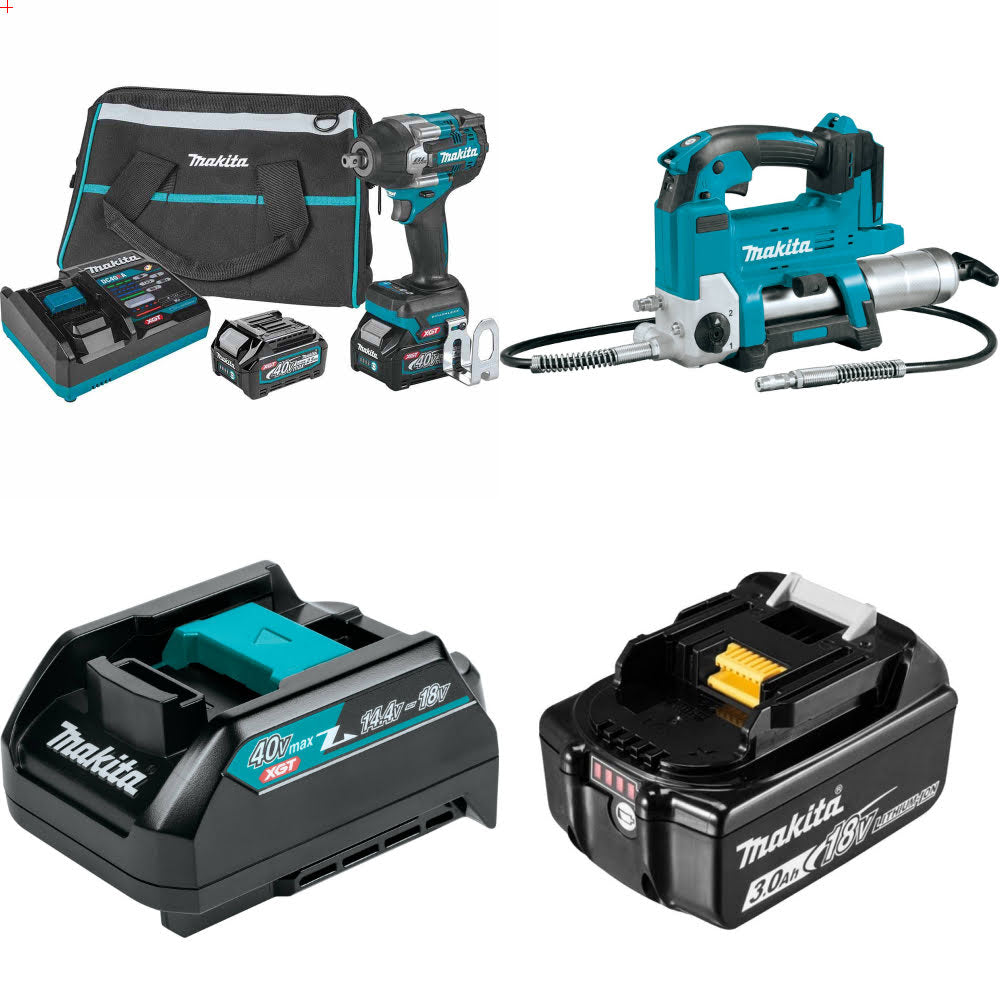 Makita GWT08D 40V max XGT Impact Wrench Kit W/ FREE Gun, Adapters & 3Ah Battery