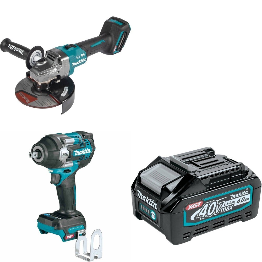 Makita GWT08Z Impact Wrench W/ GAG07Z Angle Grinder and FREE BL4040 Battery