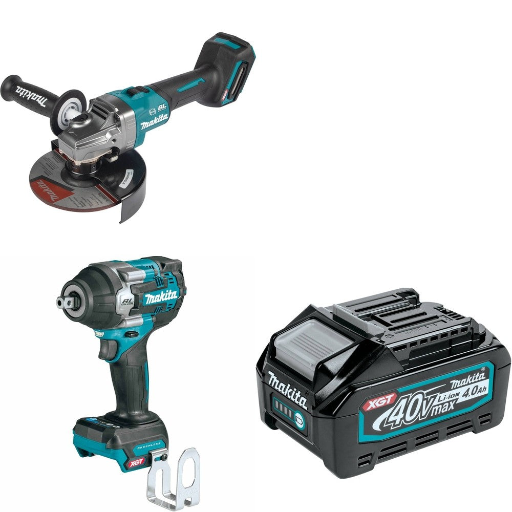 Makita GWT08Z Impact Wrench W/ GAG07Z Angle Grinder and FREE BL4040 Battery