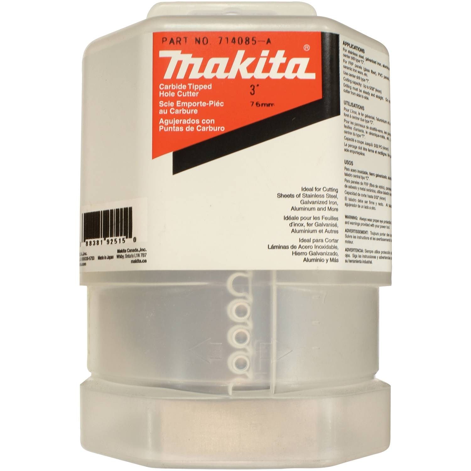 Makita 714085-A 3" Carbide-Tipped Hole Saw - 3