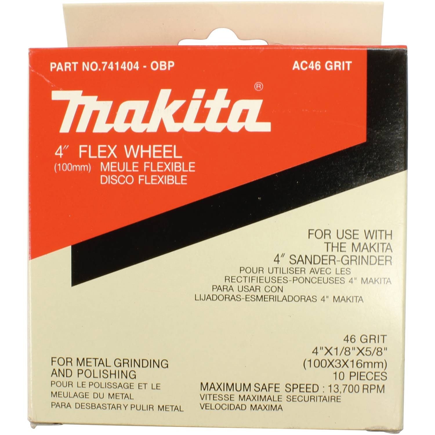 Makita 741404-0BP 4" Flex Wheel, 46 Grit, 10 Pack - 2