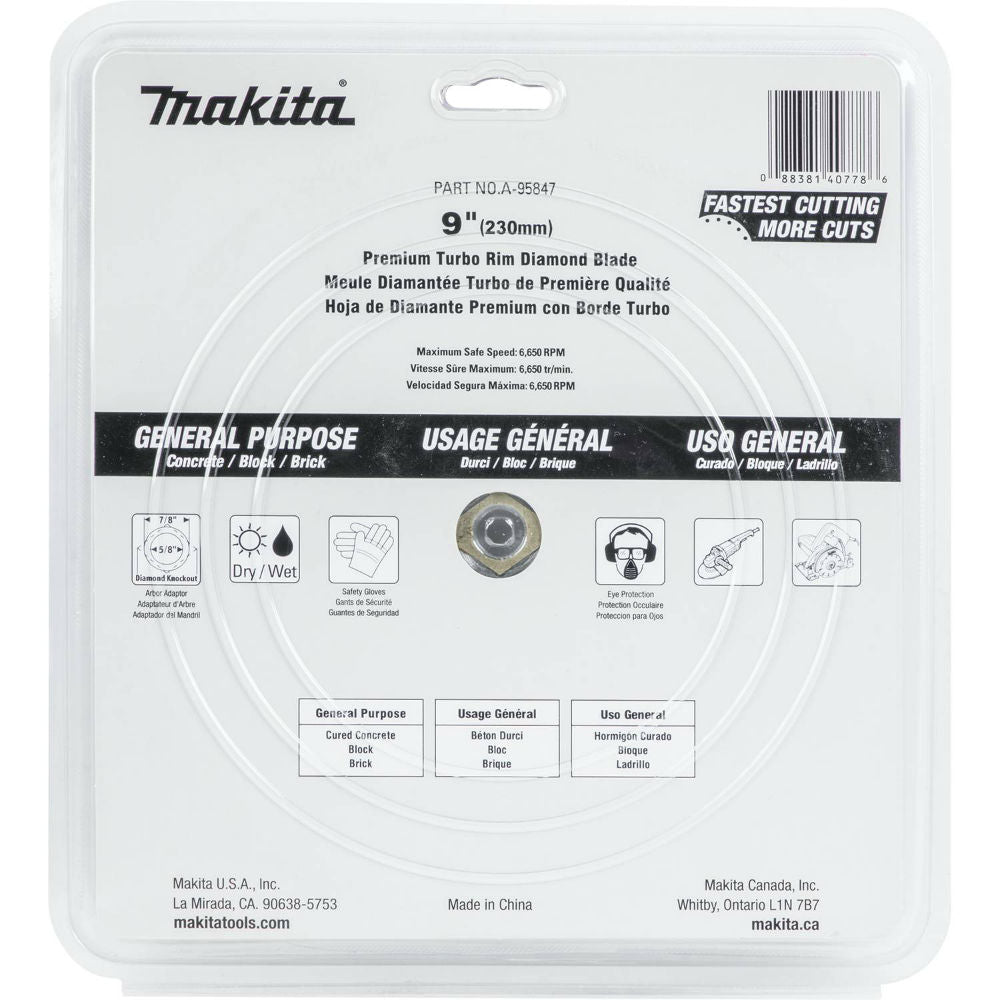 Makita A-95847 9" Diamond Blade, Turbo, General Purpose - 5