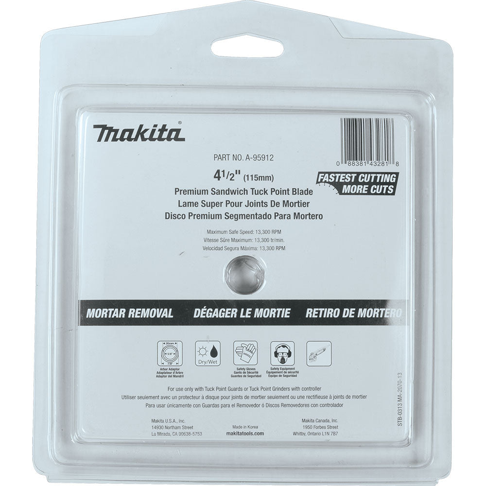 Makita A-95912 4-1/2" Dual Sandwich Diamond Tuck Point Blade - 3