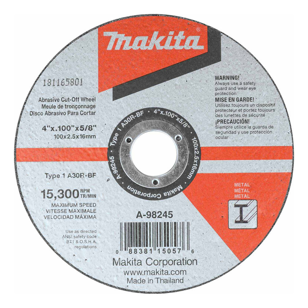 Makita A-98245 4" x 3/32" x 5/8" Cut-Off Wheel, Metal