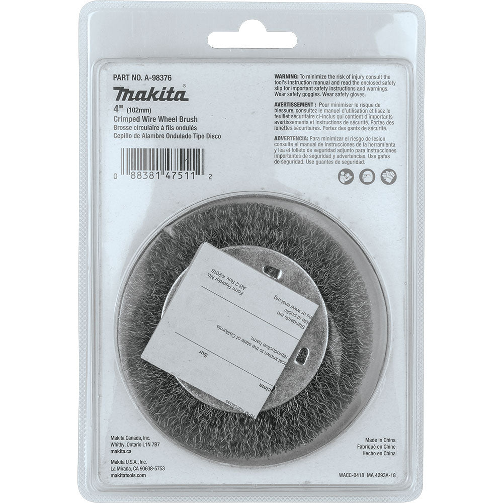 Makita A-98376 4" Crimped Wire Wheel Brush, 5/8"-11 - 4