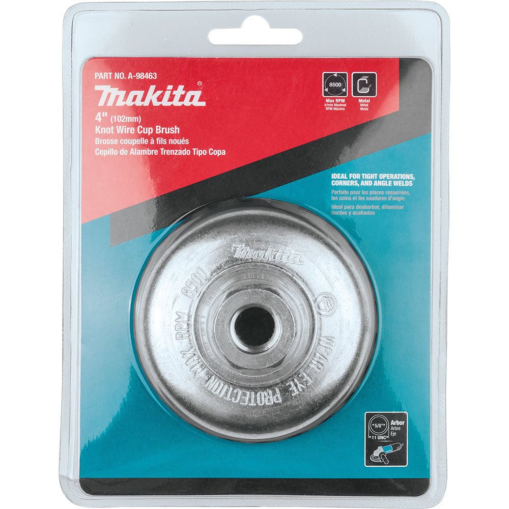 Makita A-98463 4" Knot Wire Cup Brush, 5/8"-11 - 4