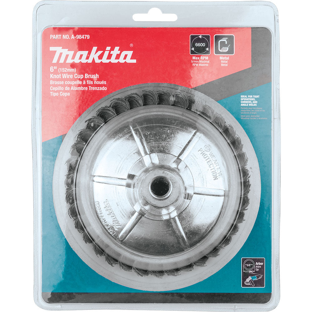 Makita A-98479 6" Knot Wire Cup Brush, 5/8"-11 - 4