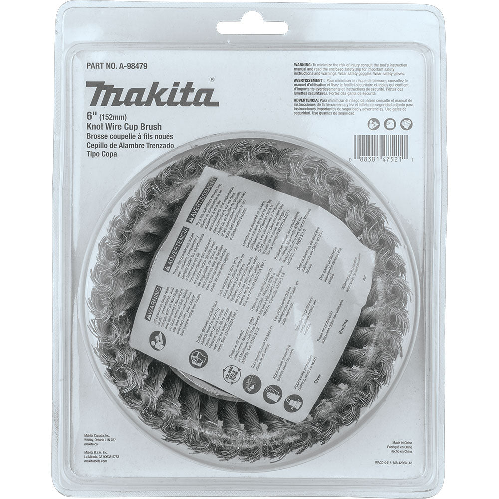 Makita A-98479 6" Knot Wire Cup Brush, 5/8"-11 - 5