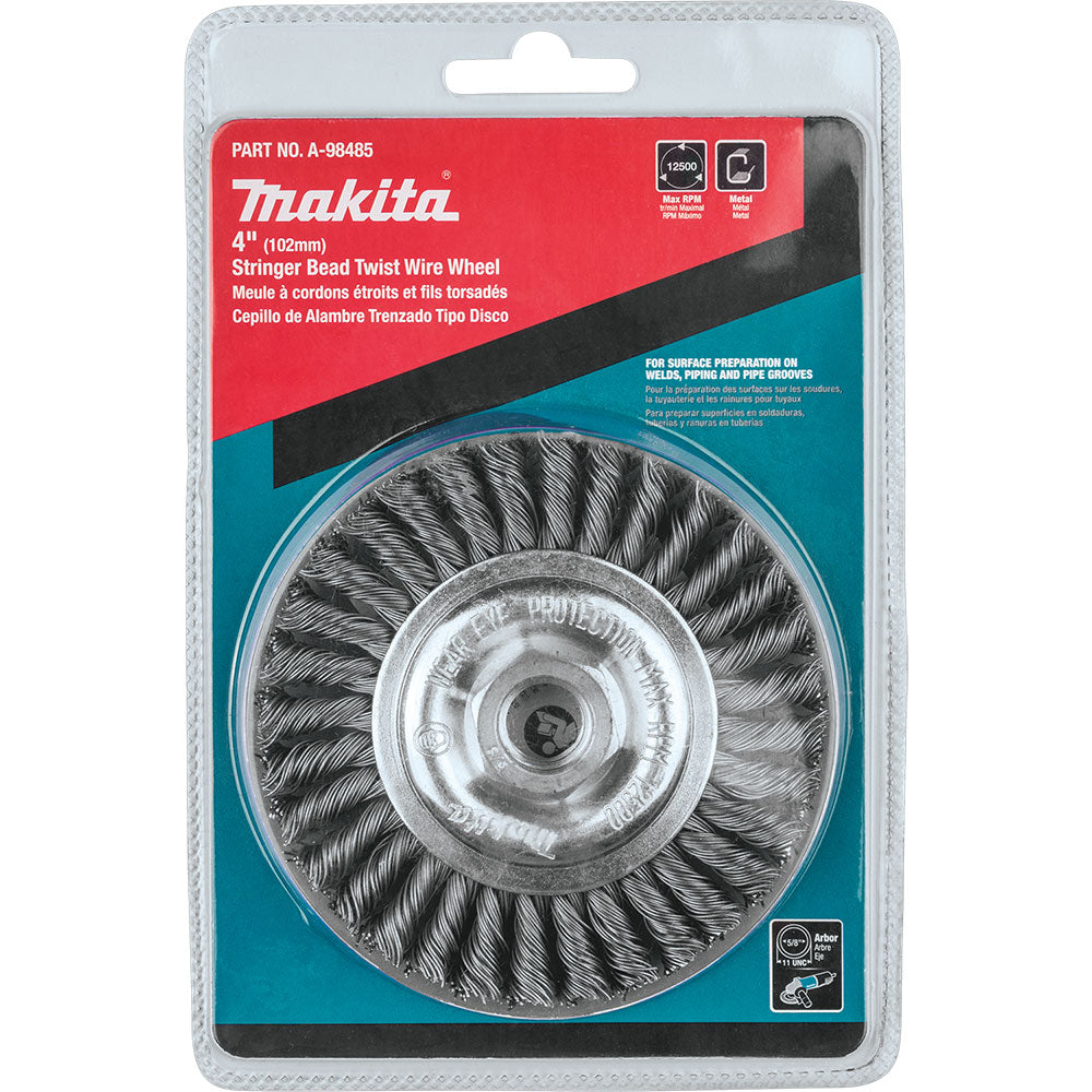 Makita A-98485 4" Stringer Bead Twist Wire Wheel, 5/8"-11 - 3