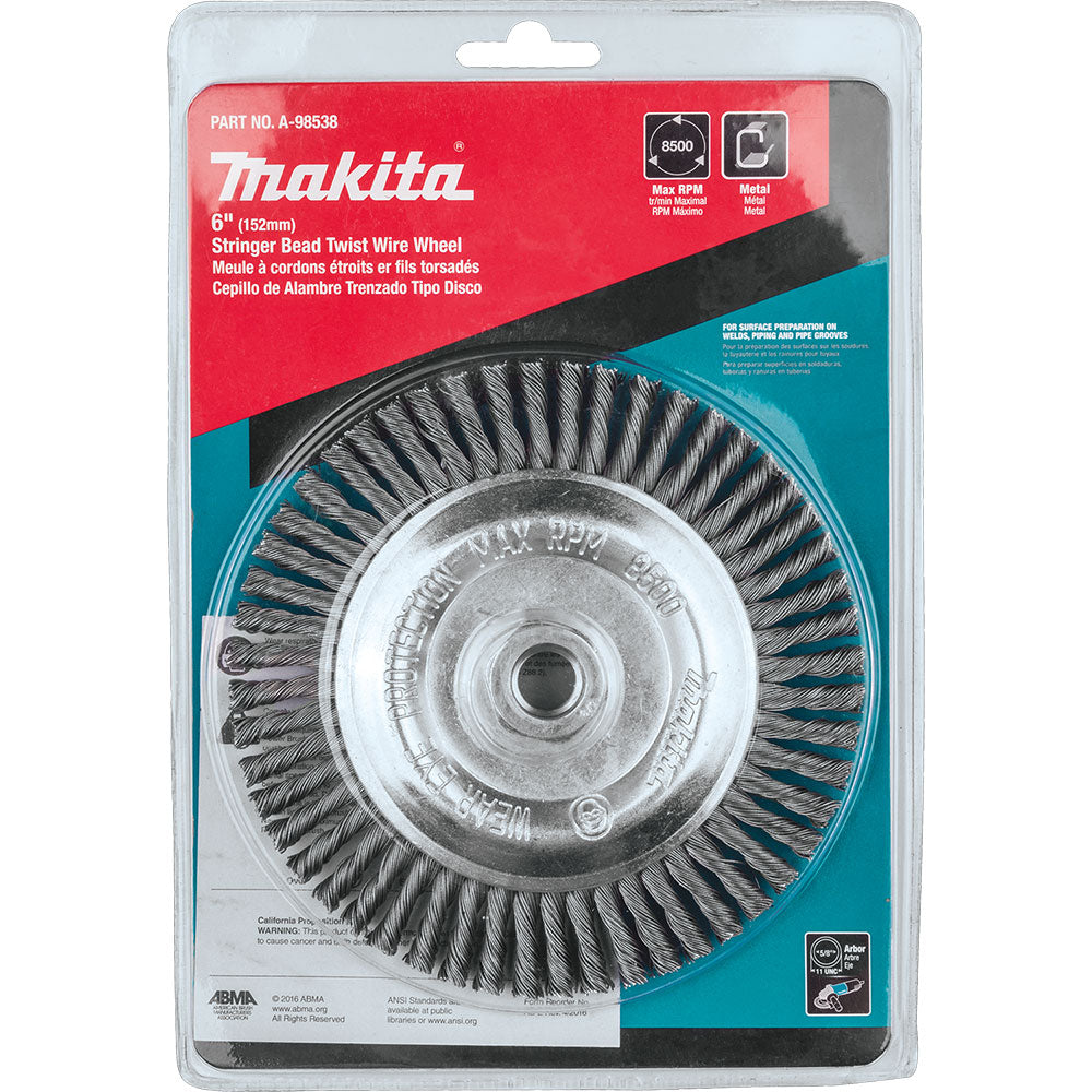 Makita A-98538 6" Stringer Bead Twist Wire Wheel, 5/8"-11 - 3