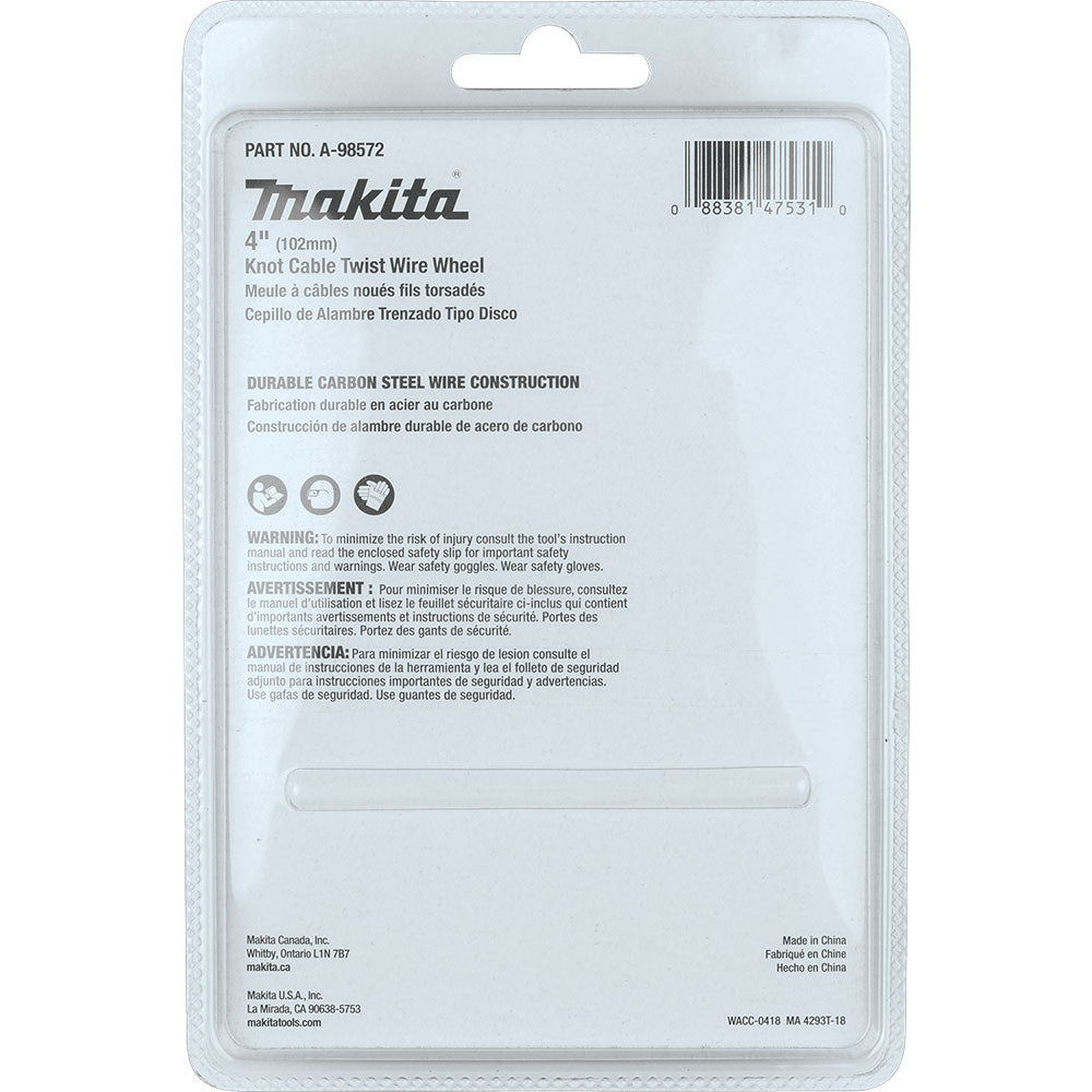 Makita A-98572 4" Knot Cable Twist Wire Wheel, 5/8"-11 - 4