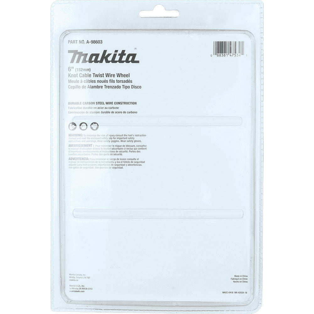 Makita A-98603 6" Knot Cable Twist Wire Wheel, 5/8"-11 - 4