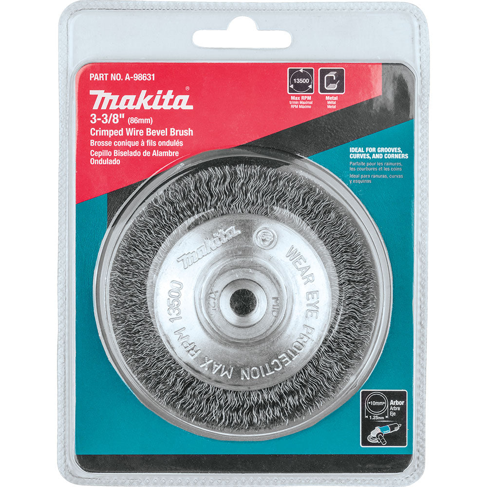 Makita A-98631 3-3/8" Crimped Wire Bevel Brush, M10 x 1.25 - 3