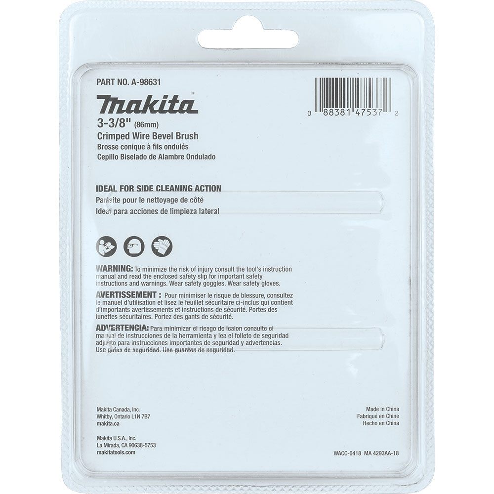 Makita A-98631 3-3/8" Crimped Wire Bevel Brush, M10 x 1.25 - 4