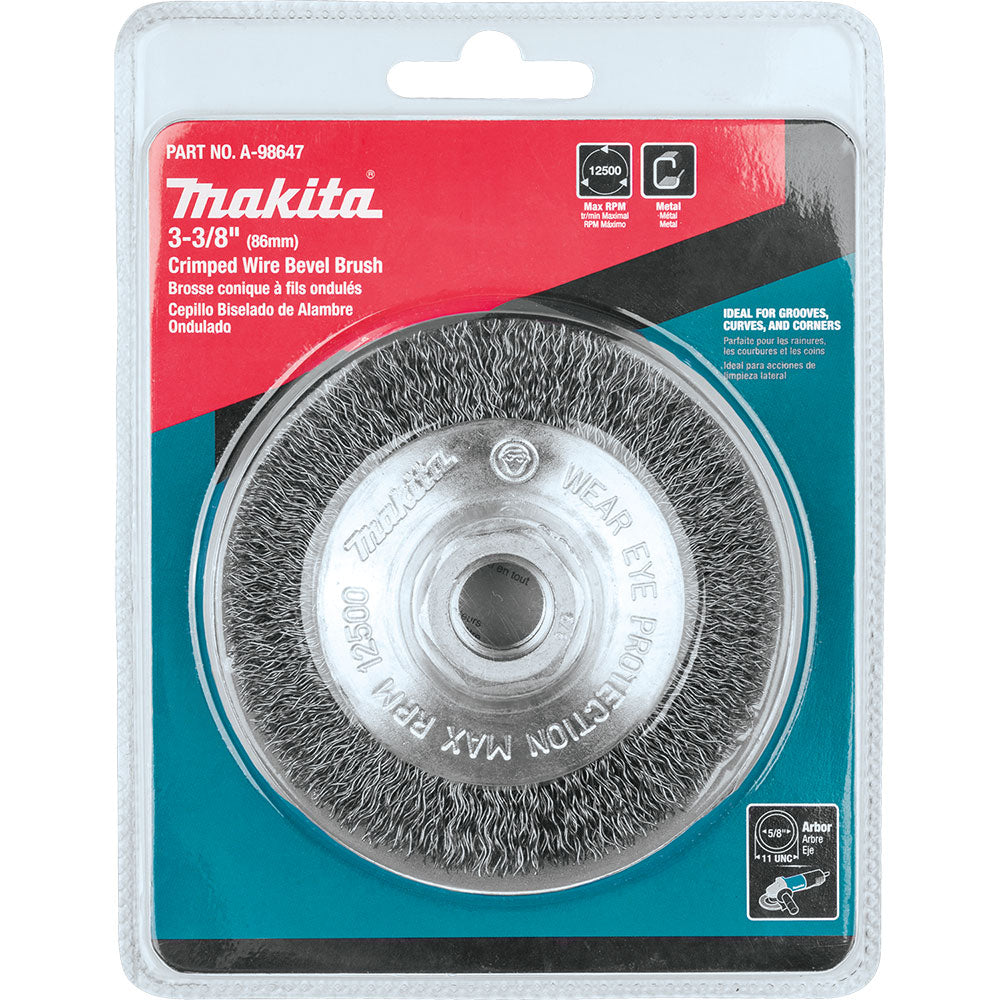 Makita A-98647 3-3/8" Crimped Wire Bevel Brush, 5/8"-11 - 3