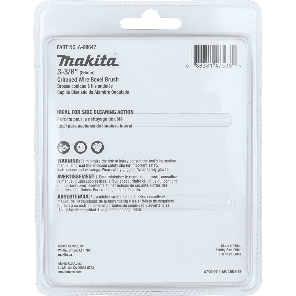 Makita A-98647 3-3/8" Crimped Wire Bevel Brush, 5/8"-11 - 4